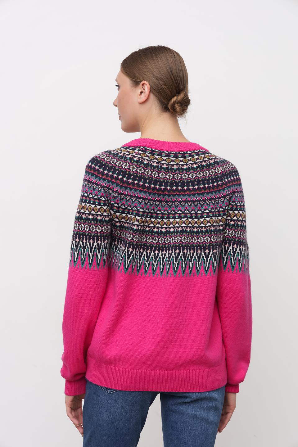 Пуловер Oui с узором малиновый