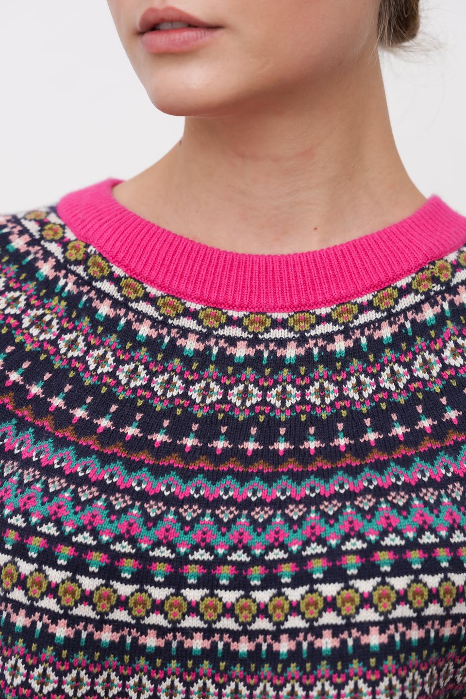 Пуловер Oui с узором малиновый