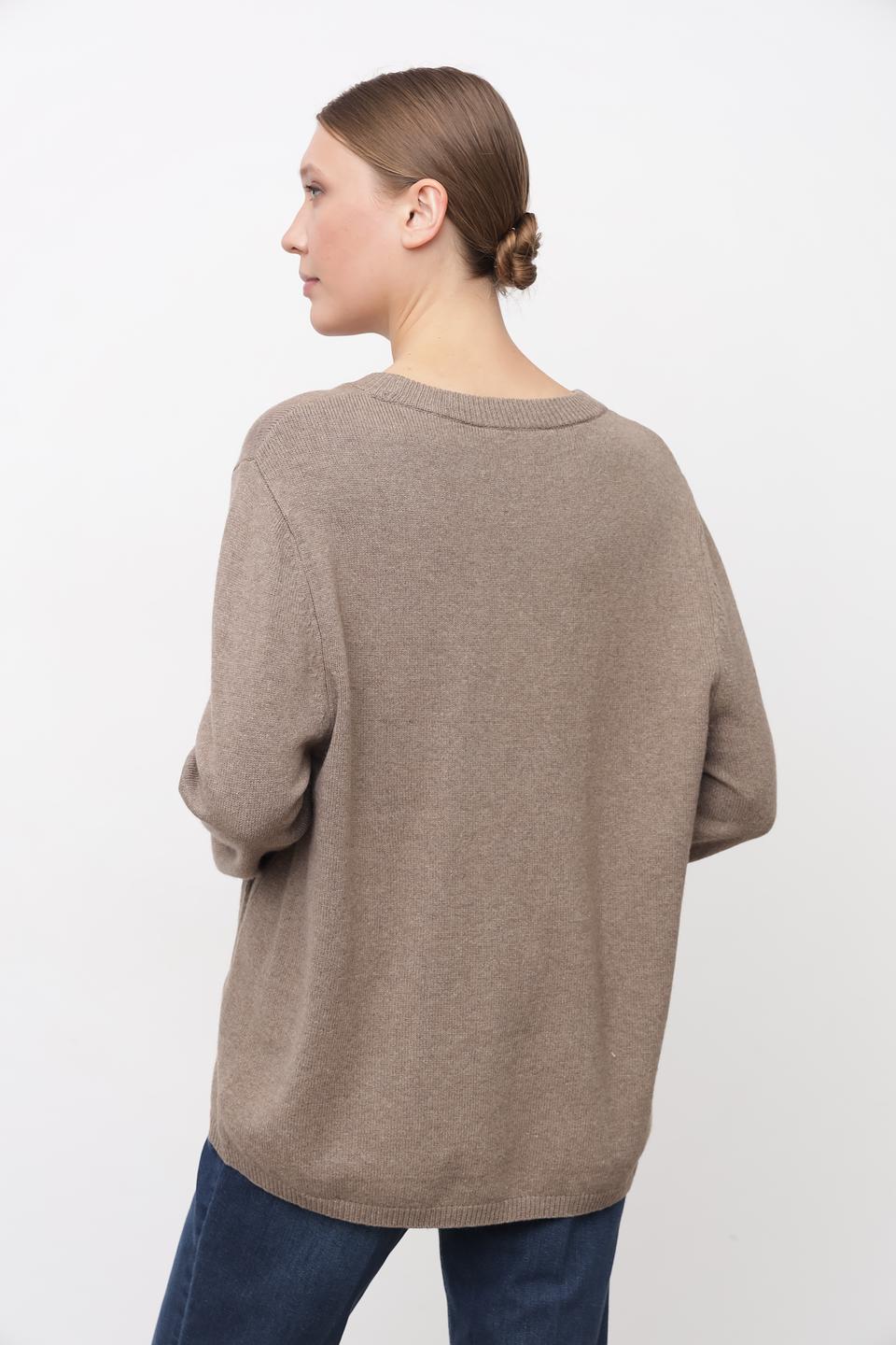 Пуловер Oui с карманами бежевый
