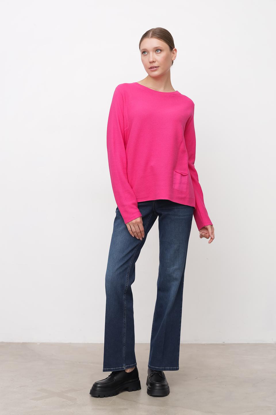 Пуловер Oui фуксия с карманом