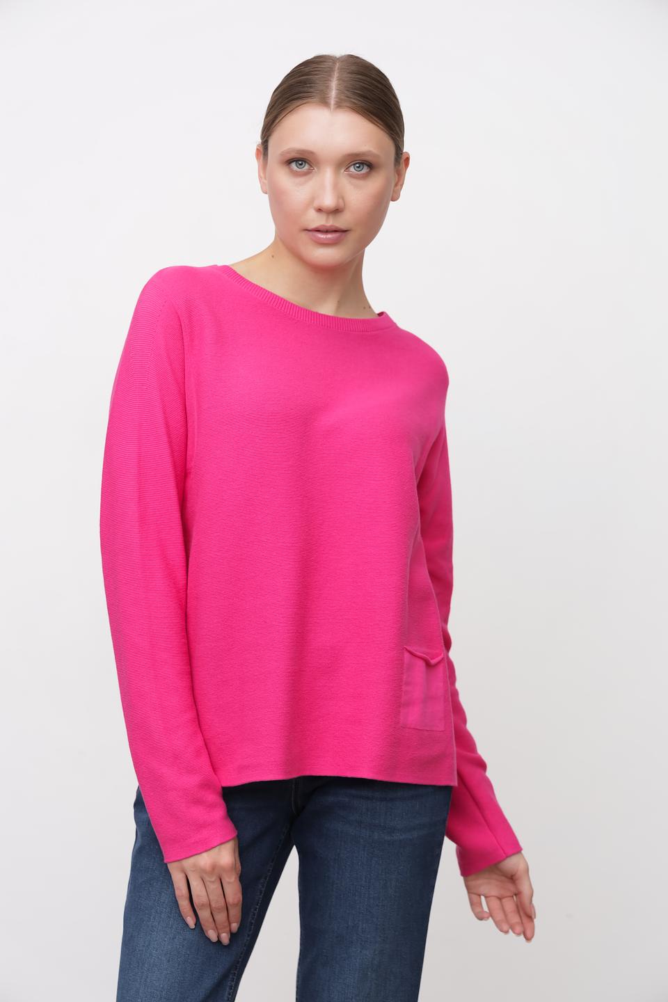 Пуловер Oui фуксия с карманом