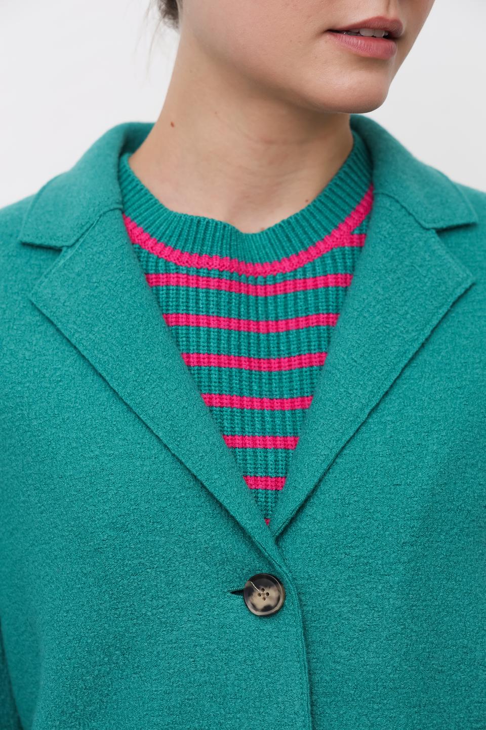 Пальто Oui зелёное приталенное