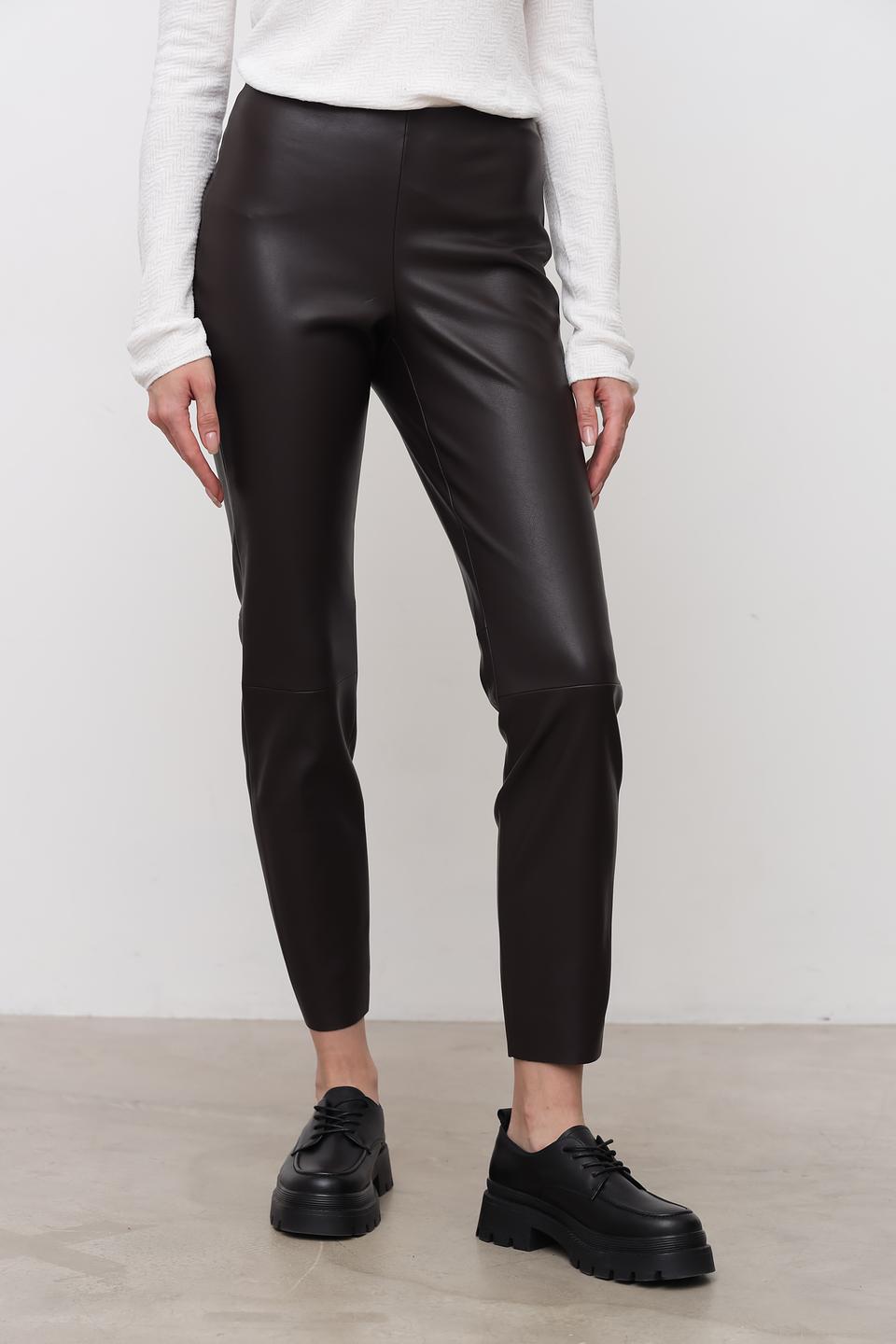 Брюки кожа Oui чёрные