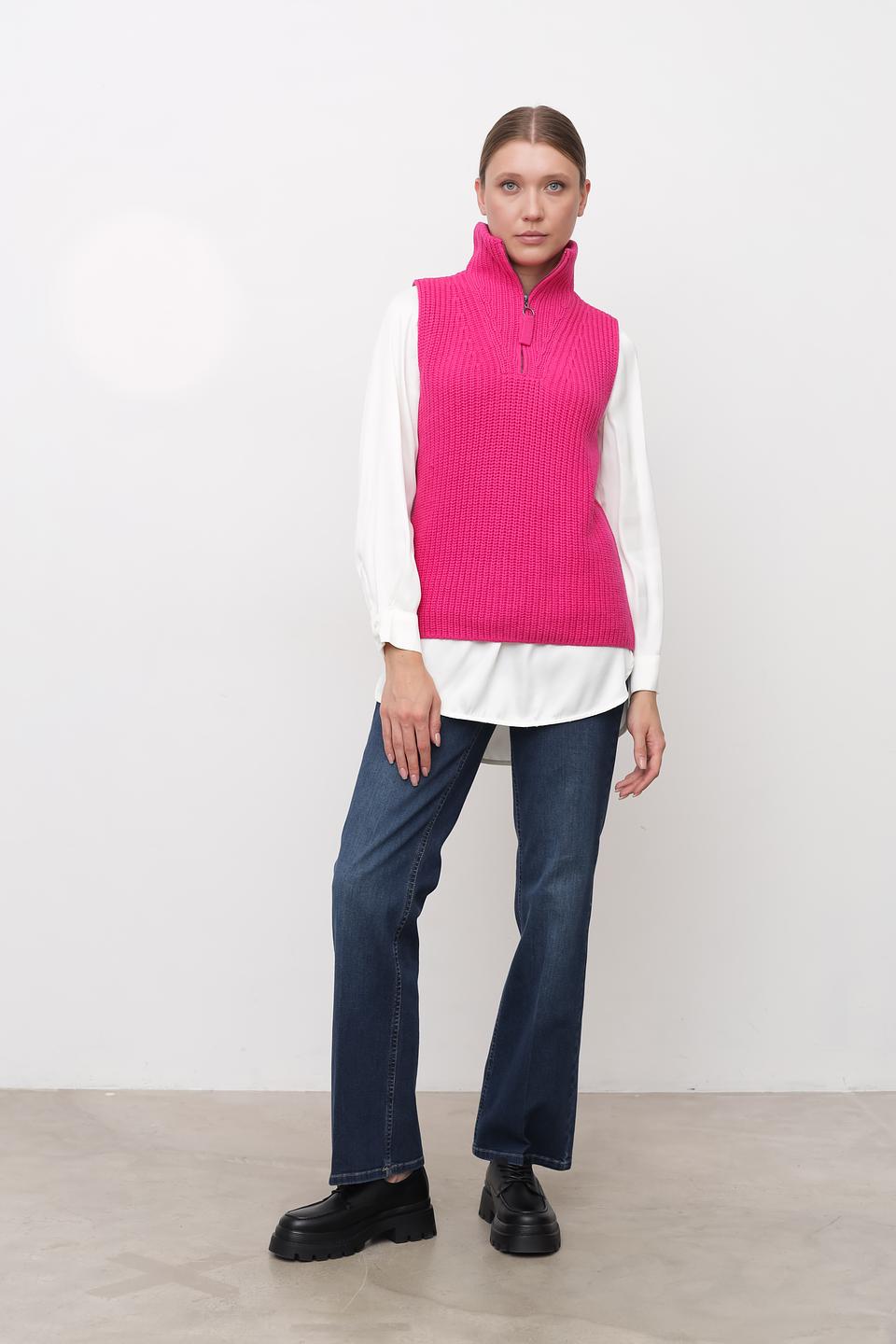 Жилет Oui вязаный фуксия