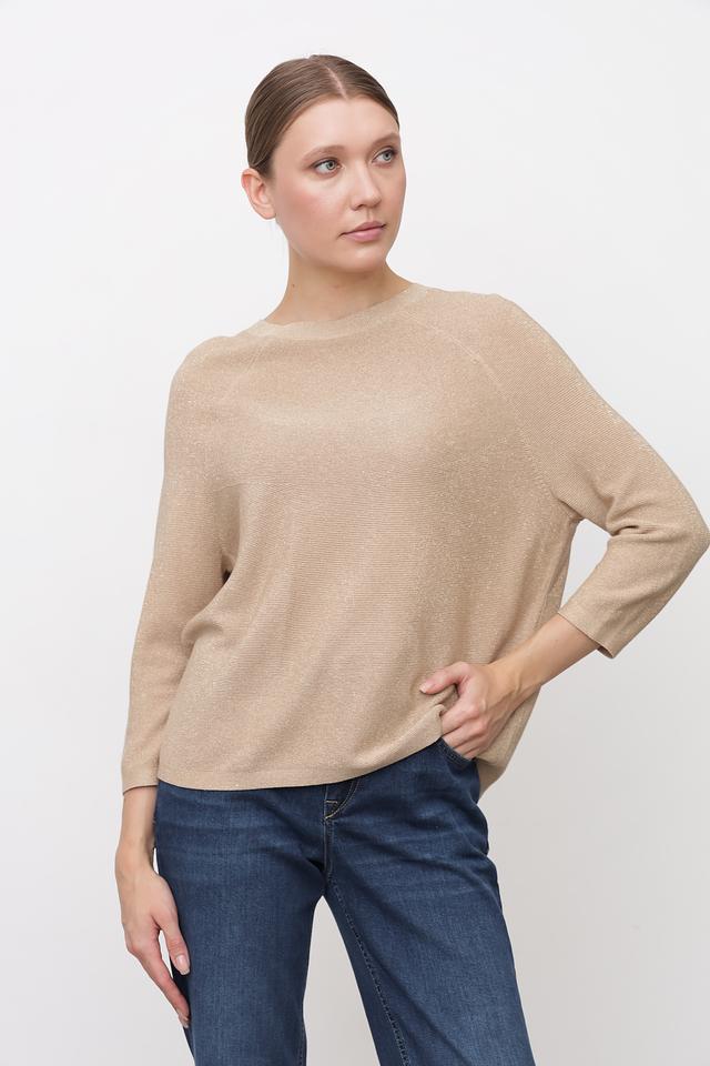 Пуловер Bianca с люрексом бежевый