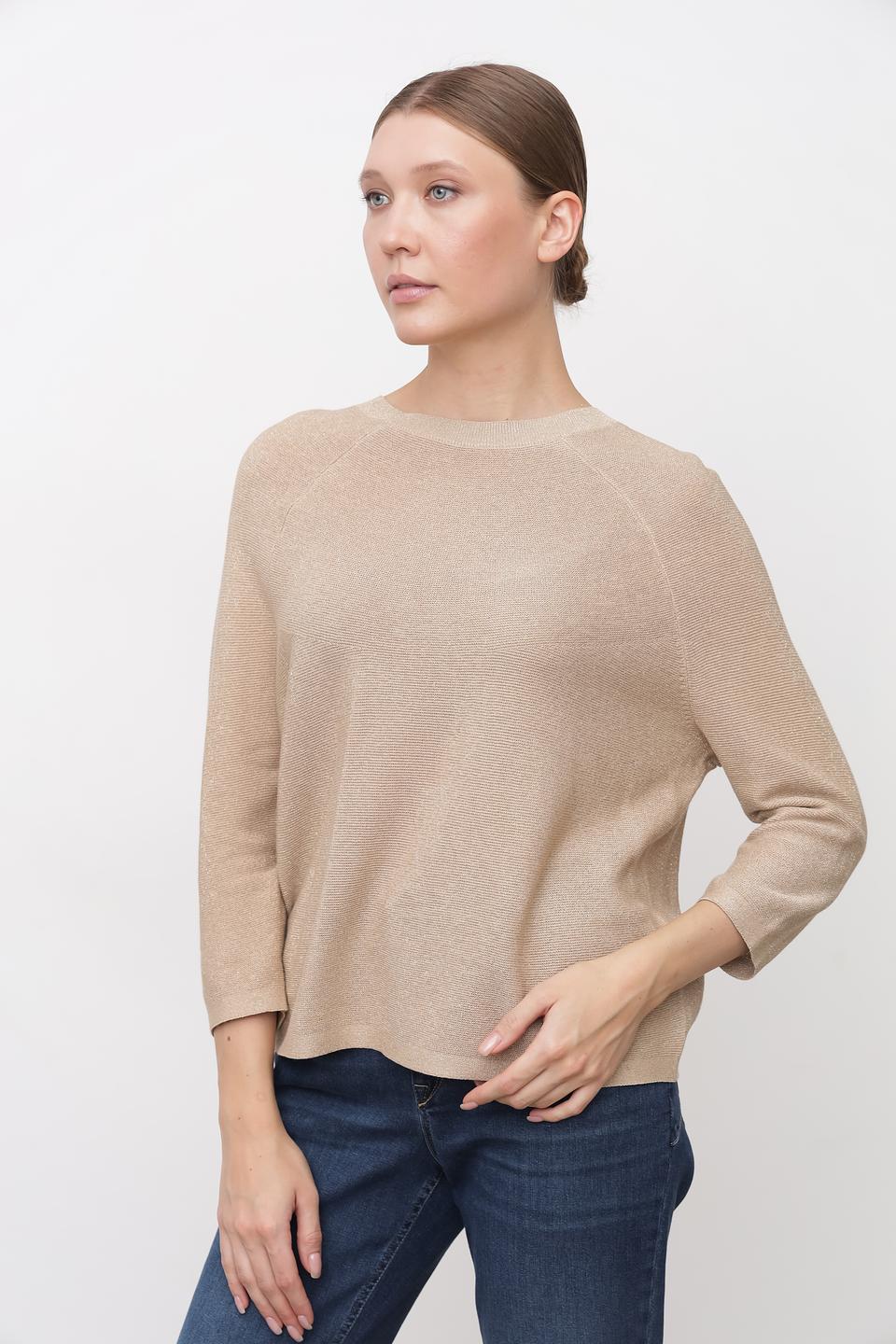 Пуловер Bianca с люрексом бежевый