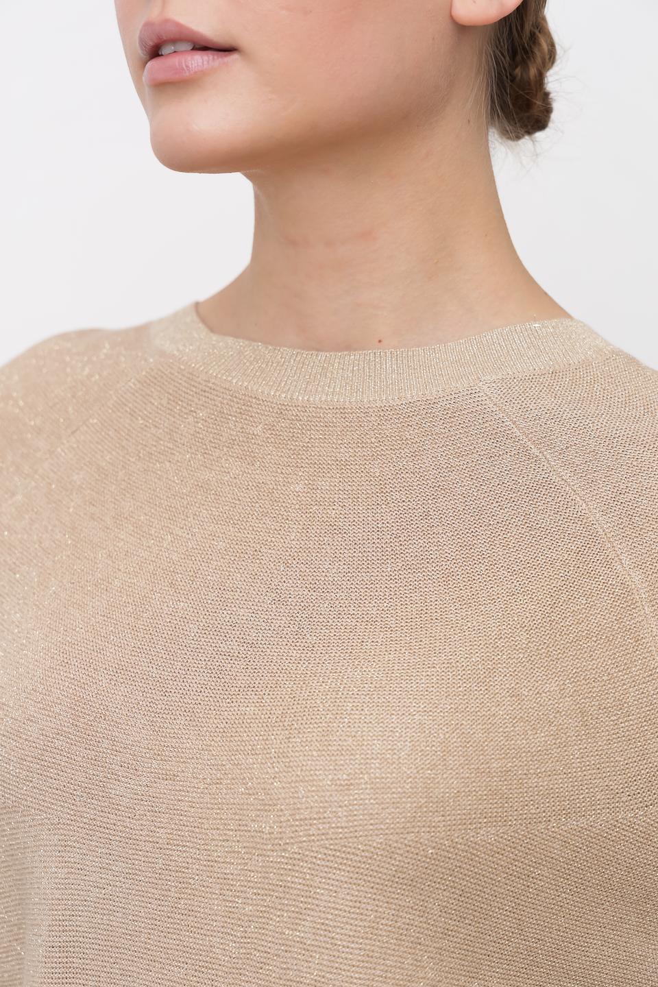 Пуловер Bianca с люрексом бежевый