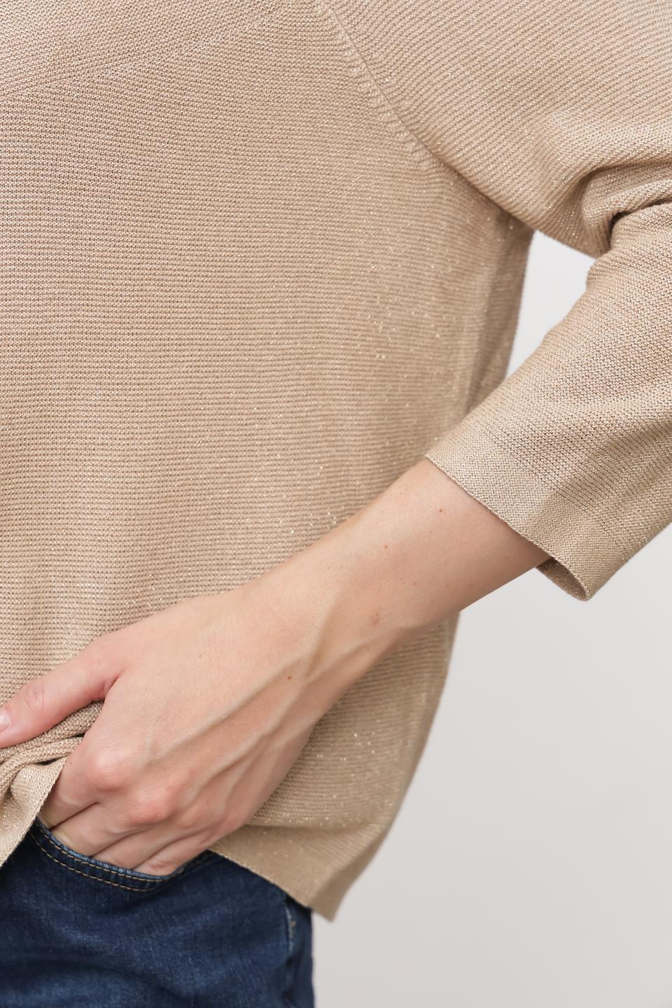 Пуловер Bianca с люрексом бежевый