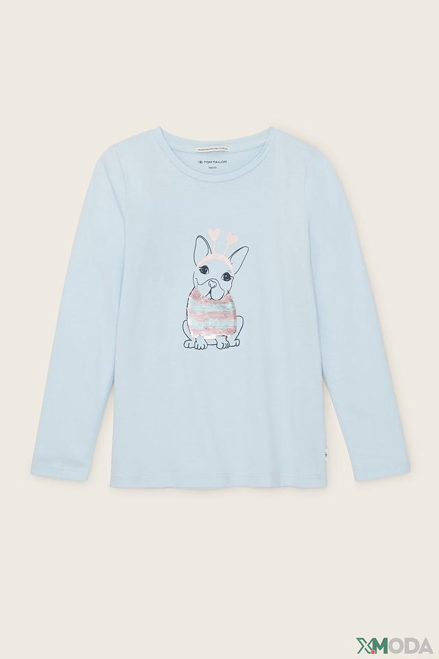 Джемпер Tom Tailor с щенком голубой