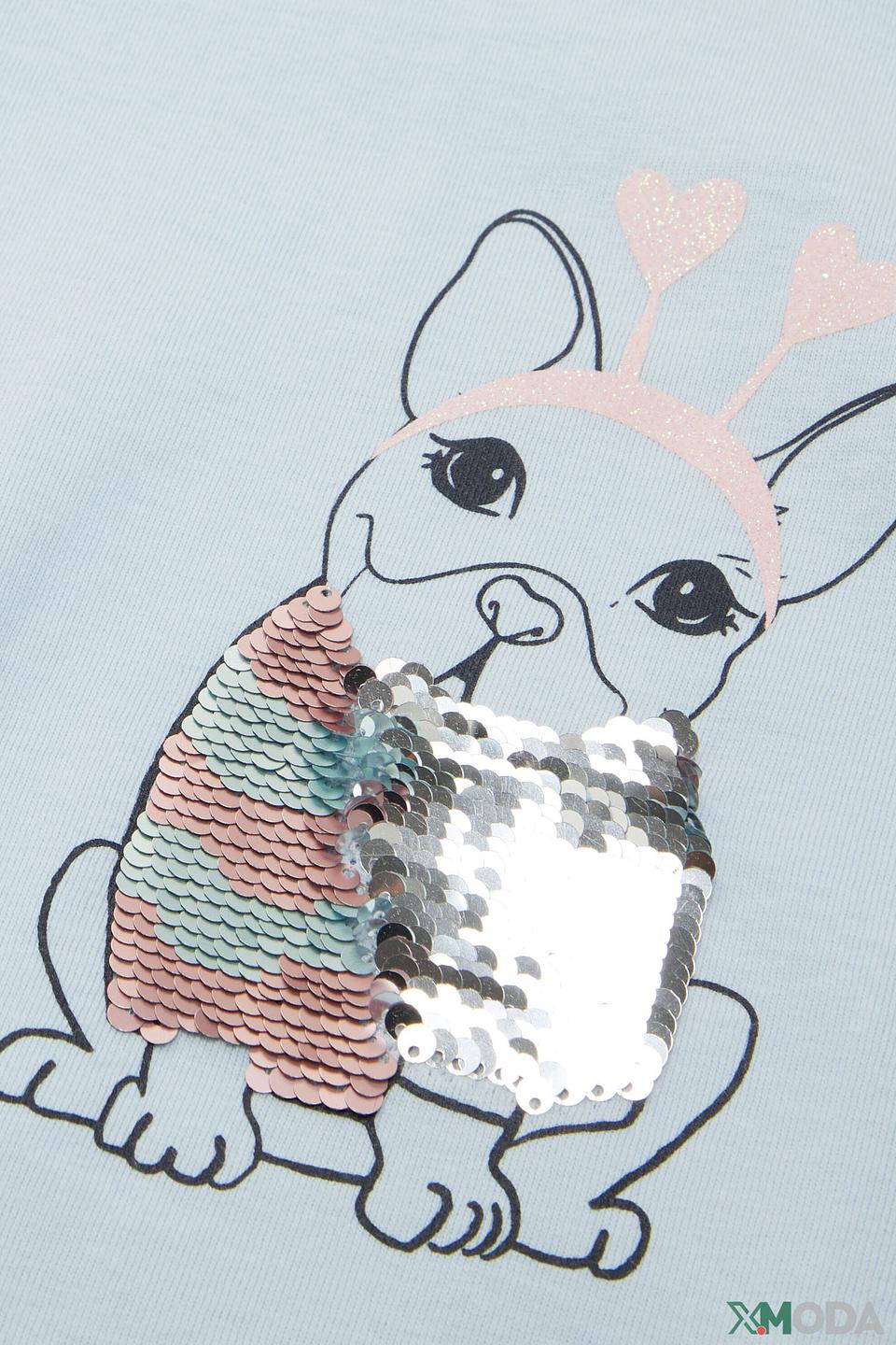 Джемпер Tom Tailor с щенком голубой