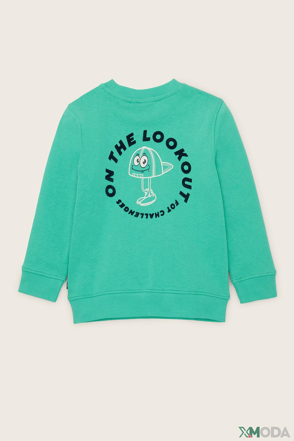 Свитшот Tom Tailor зелёный с принтом