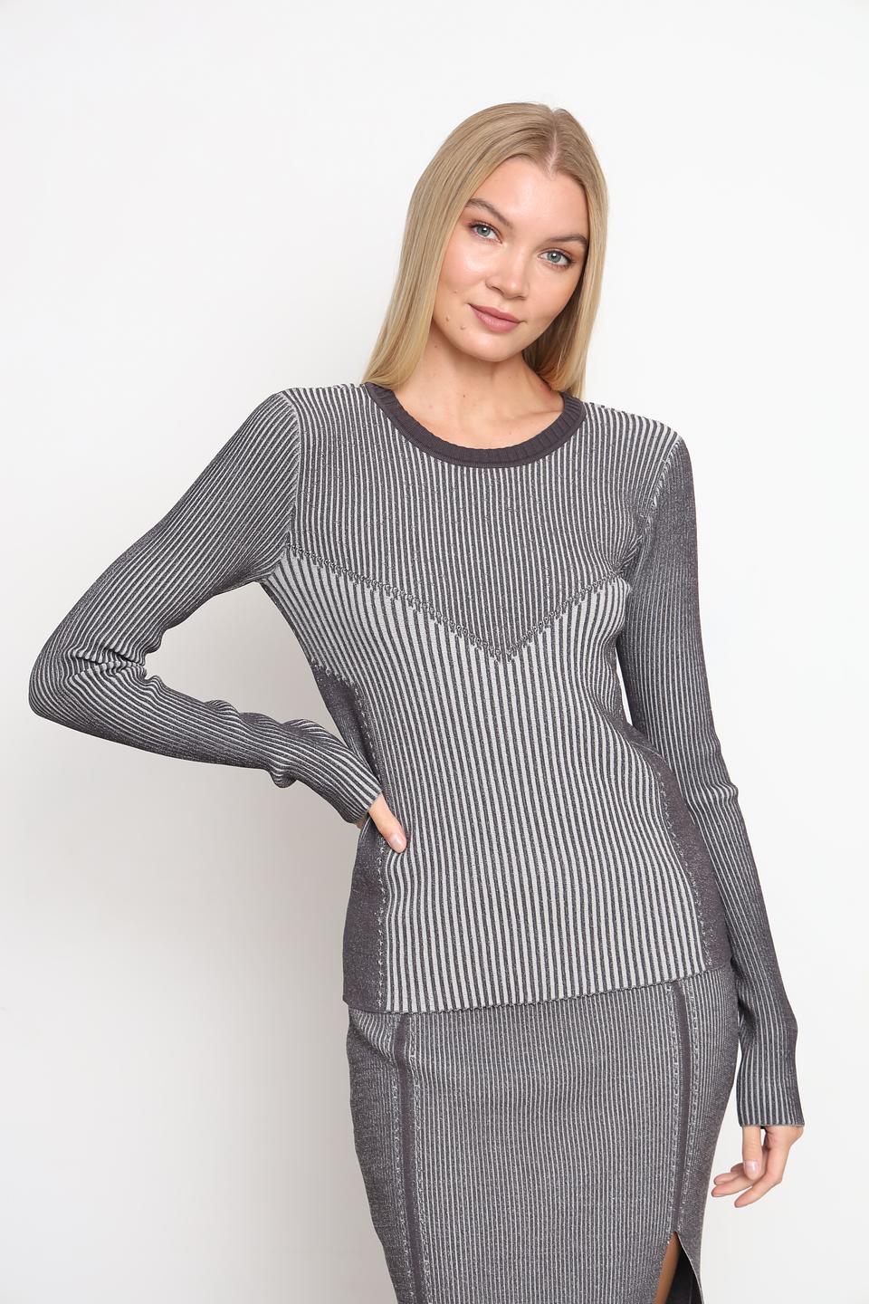Джемпер Patrizia Pepe в полоску серый