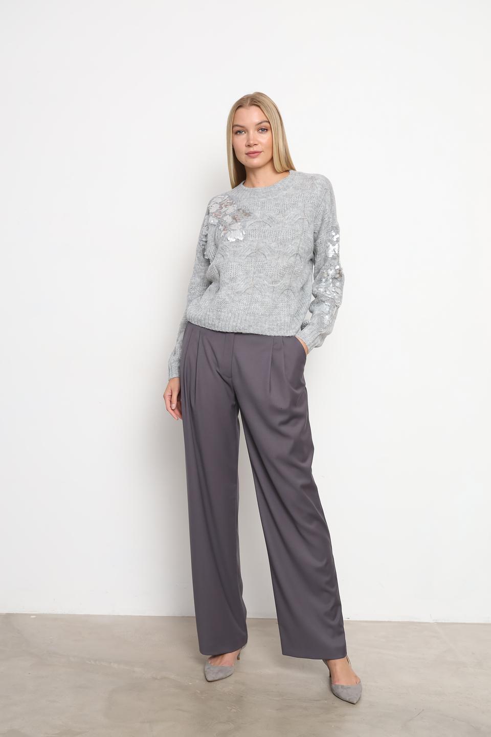 Пуловер Taifun с пайетками серый