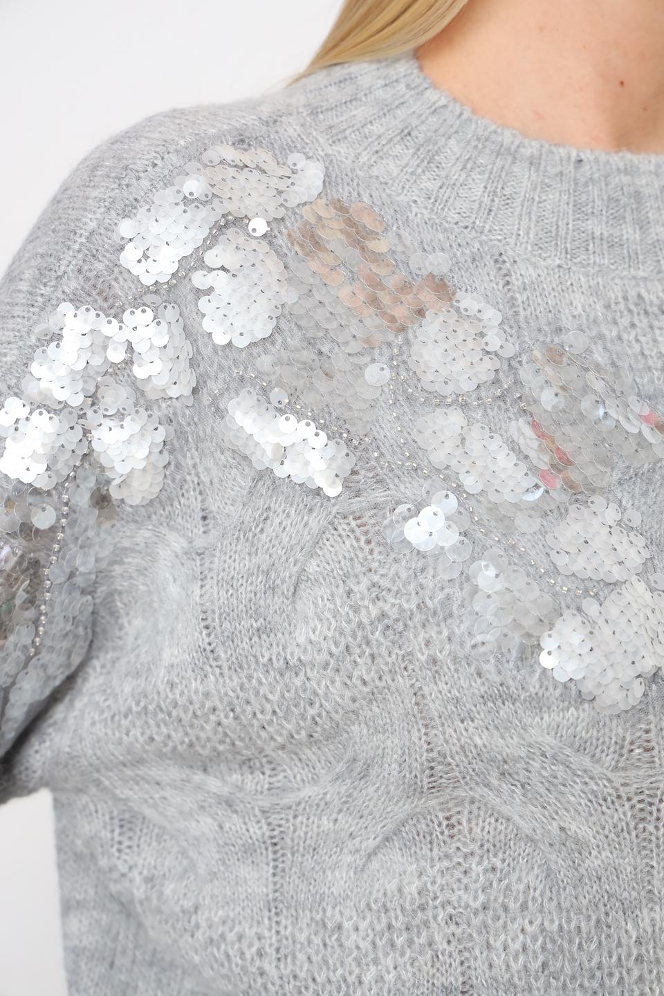 Пуловер Taifun с пайетками серый