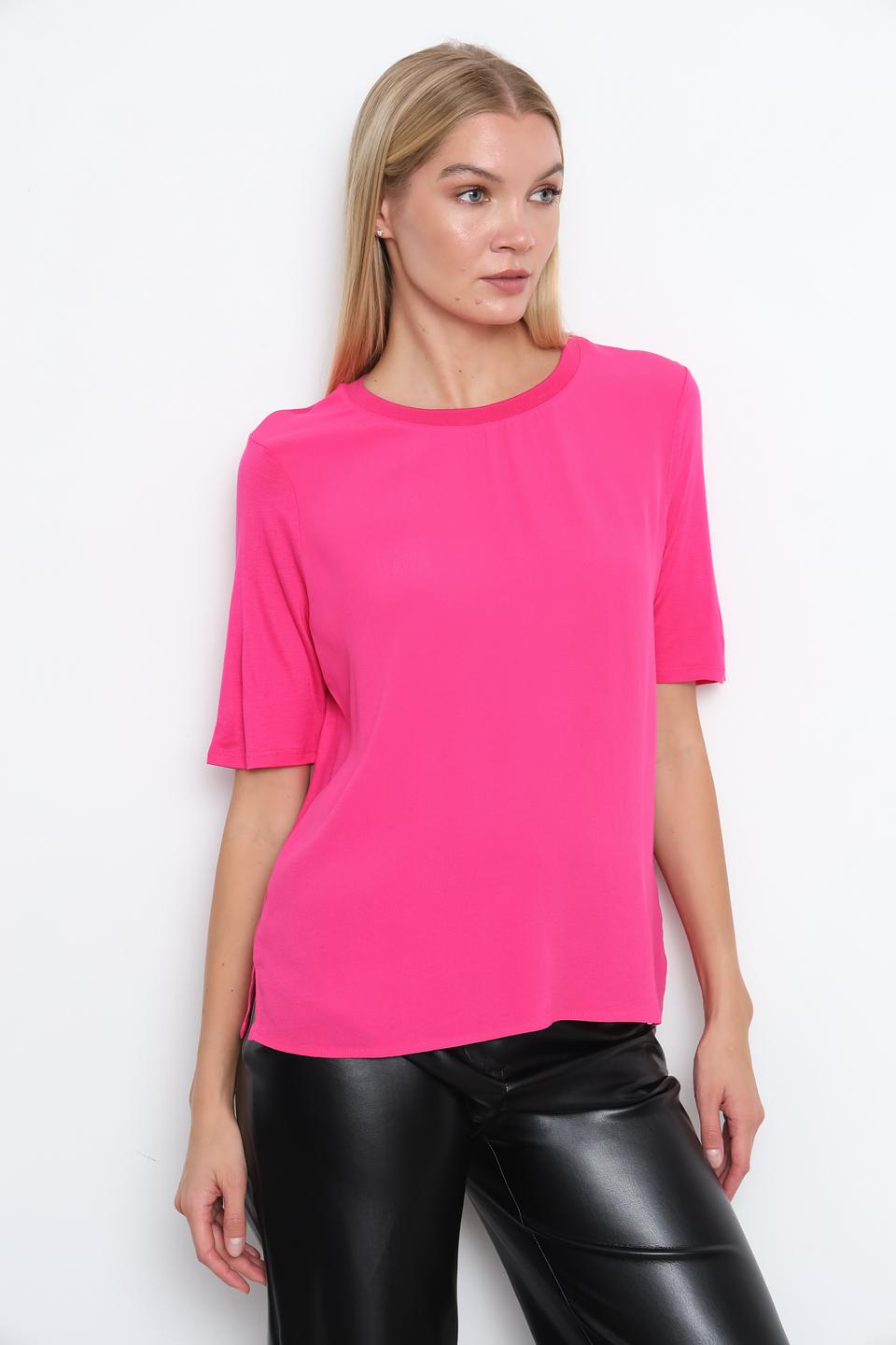 Блуза Oui фуксия с коротким рукавом