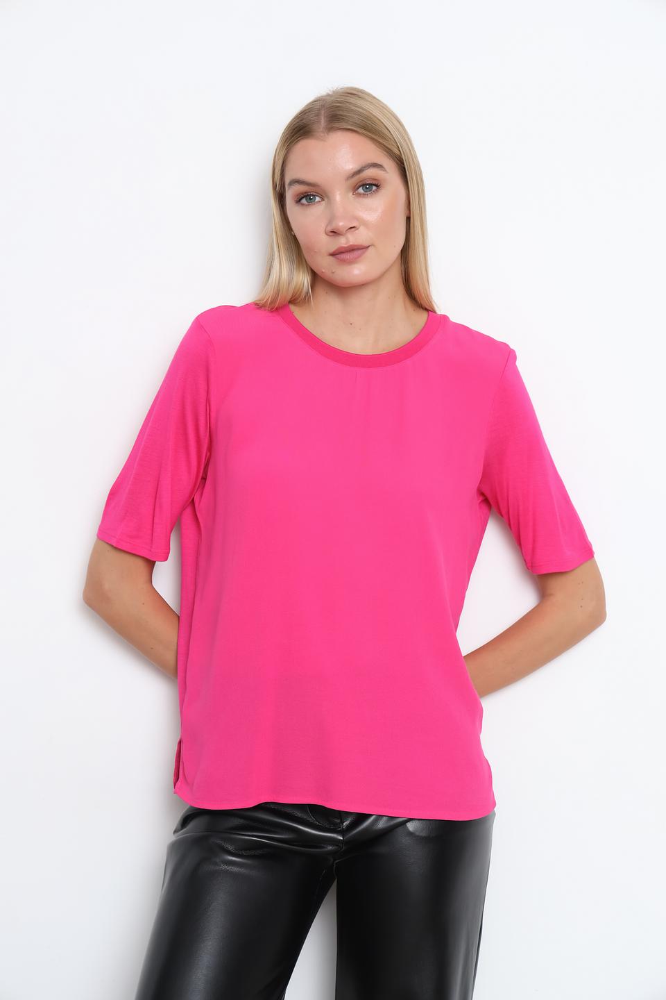 Блуза Oui фуксия с коротким рукавом