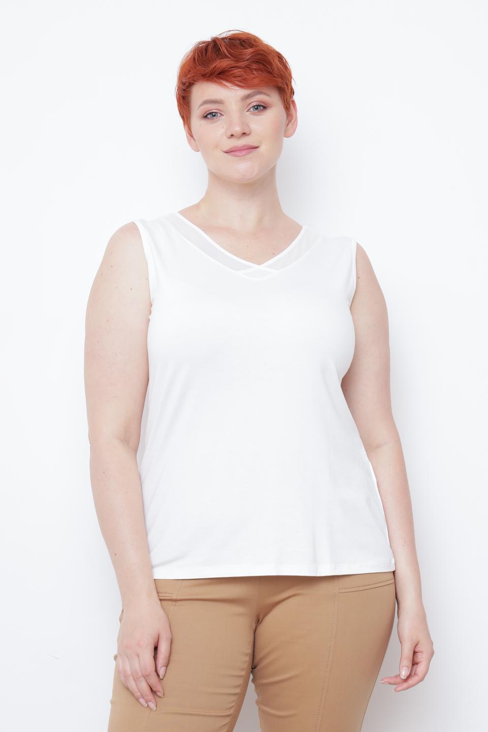 Топ Lebek с сетчатой вставкой белый