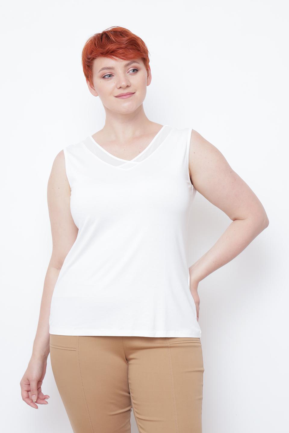 Топ Lebek с сетчатой вставкой белый