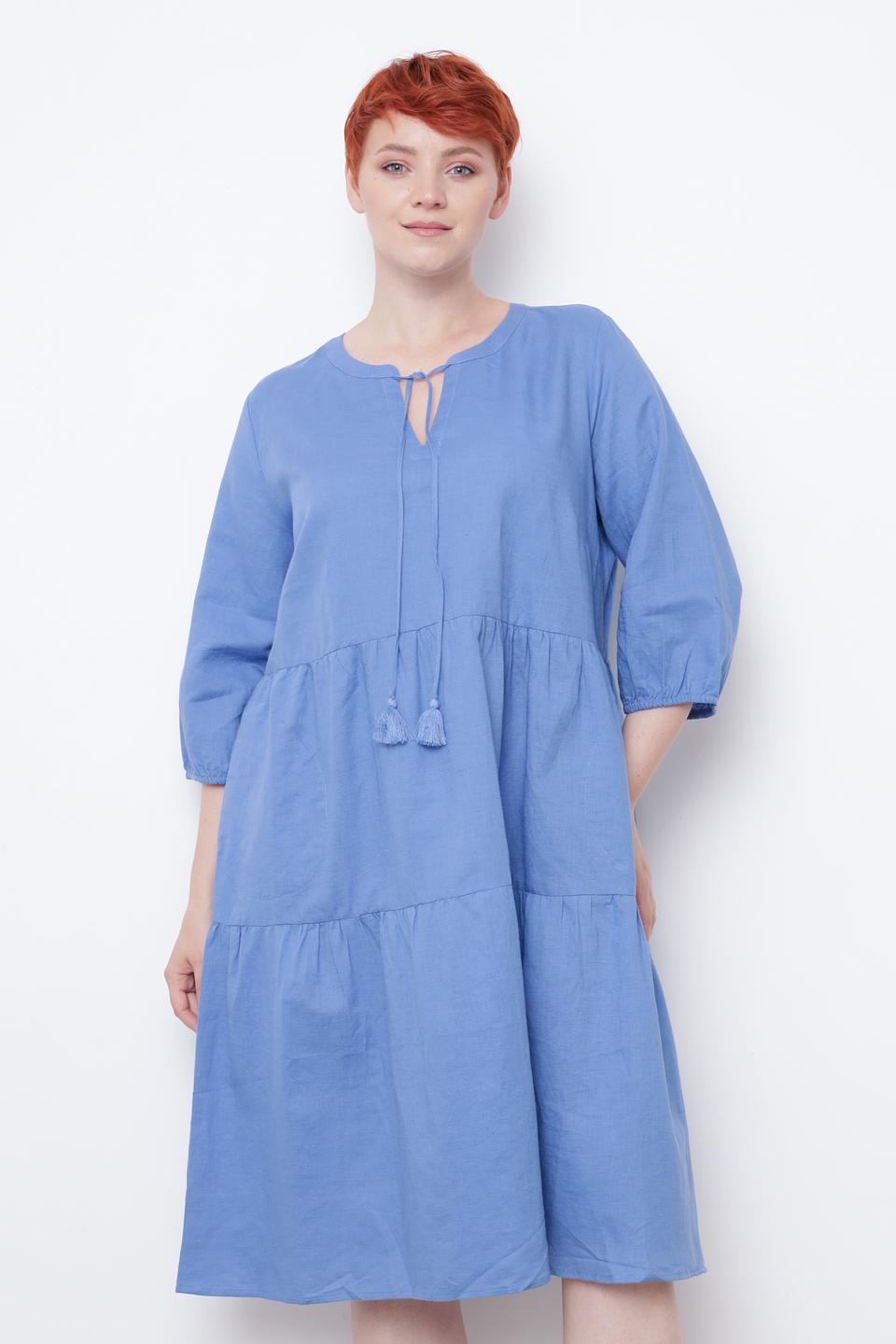 Платье Frapp голубое с завязками