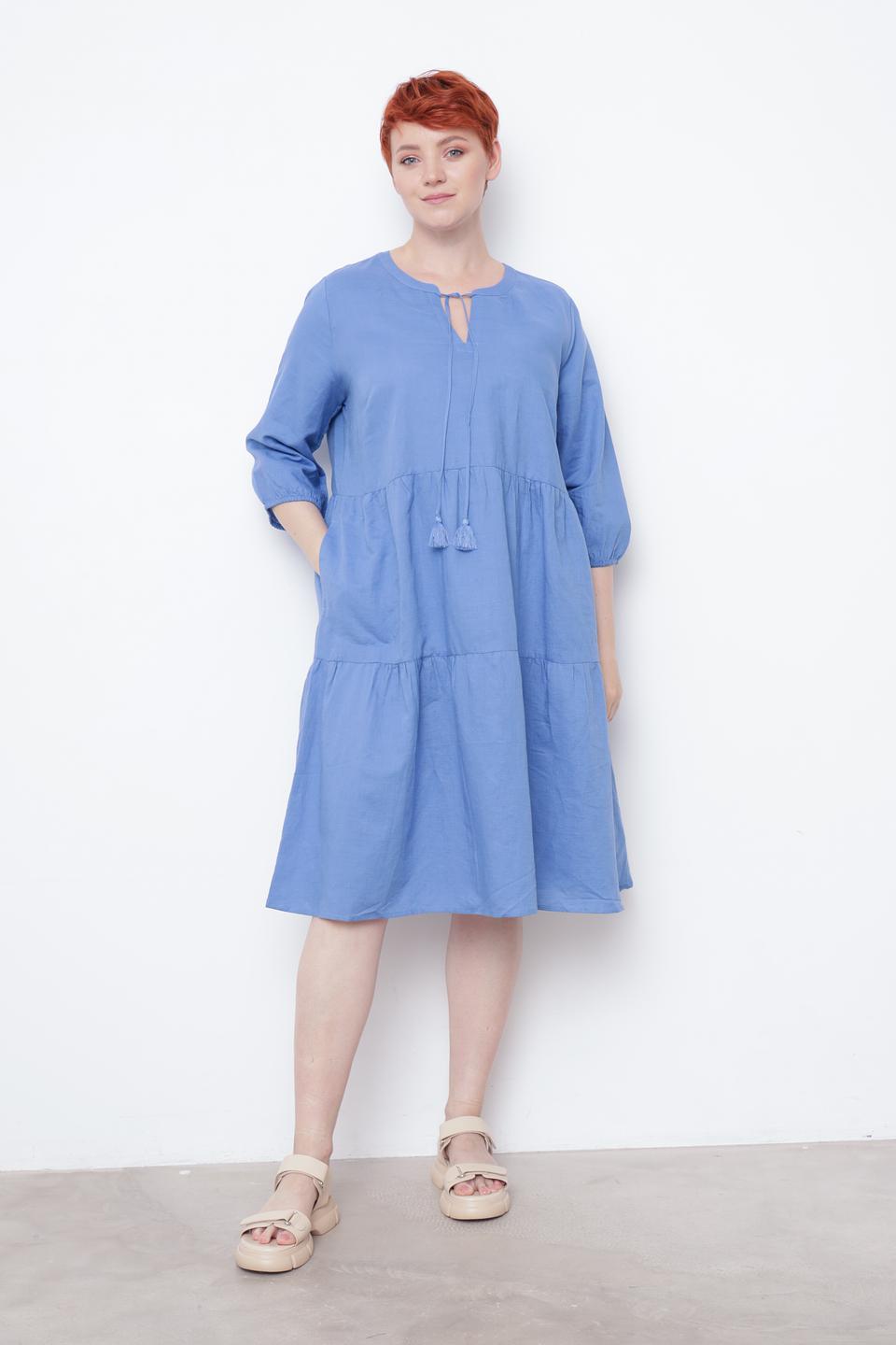 Платье Frapp голубое с завязками