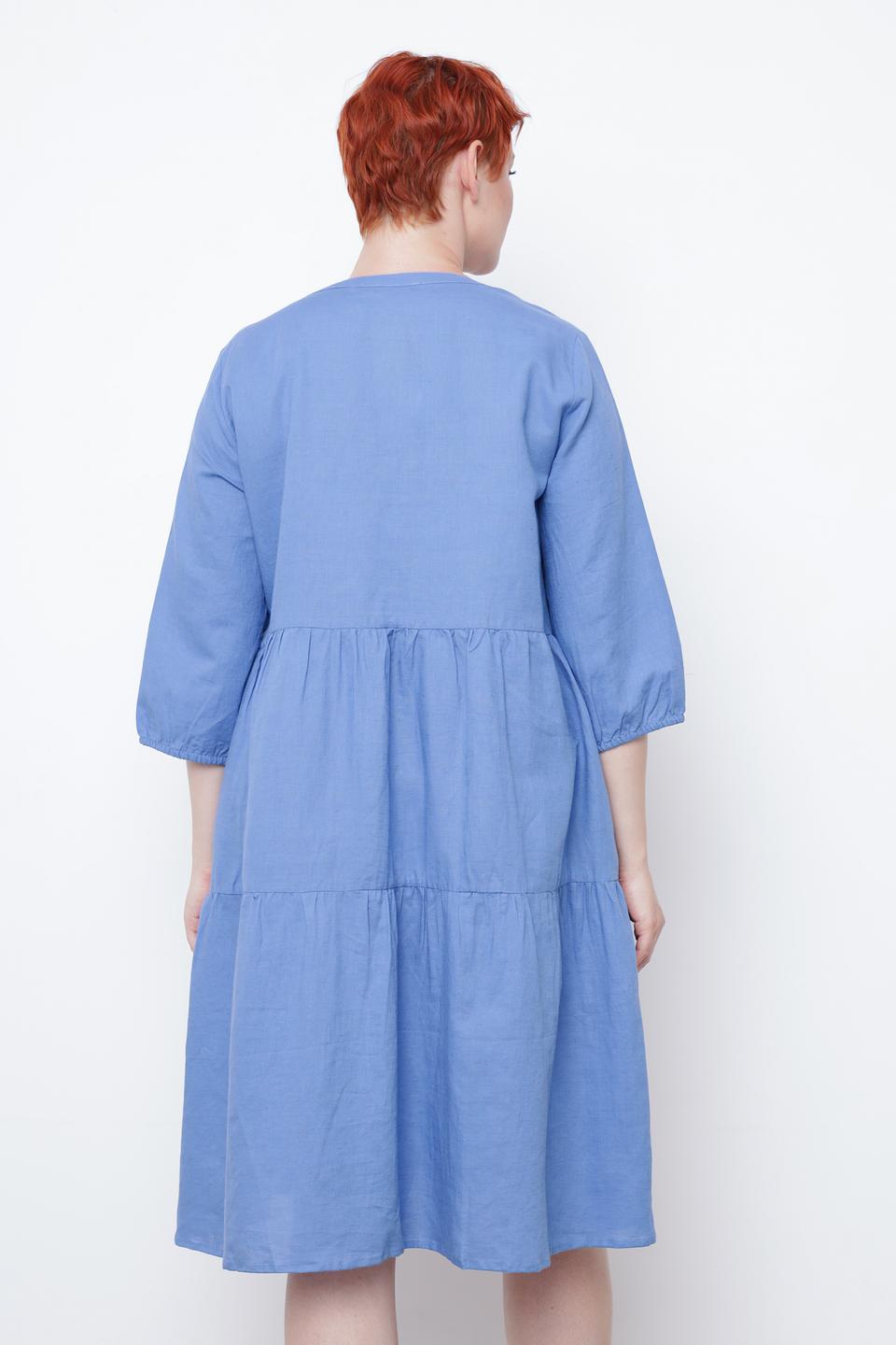 Платье Frapp голубое с завязками