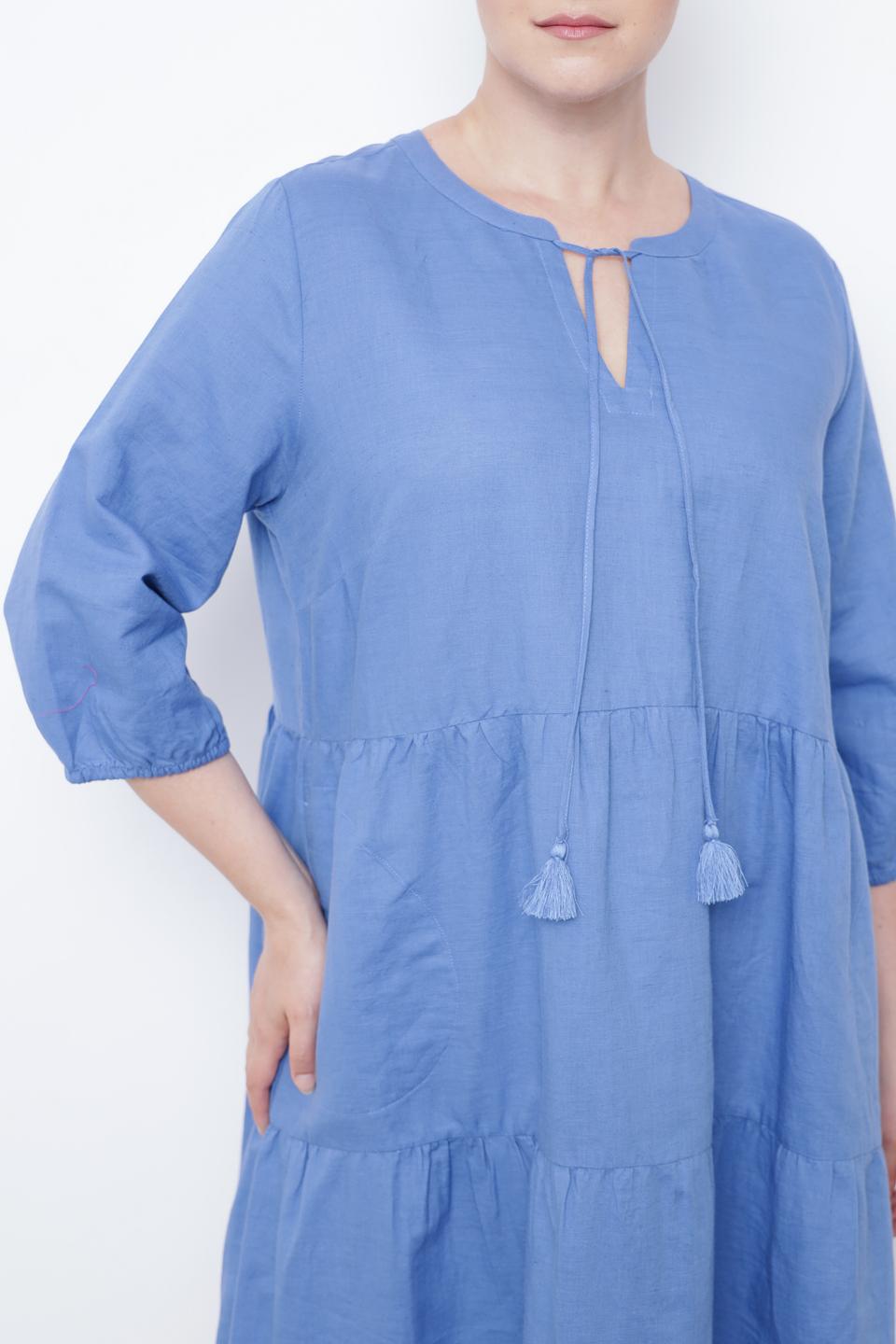 Платье Frapp голубое с завязками