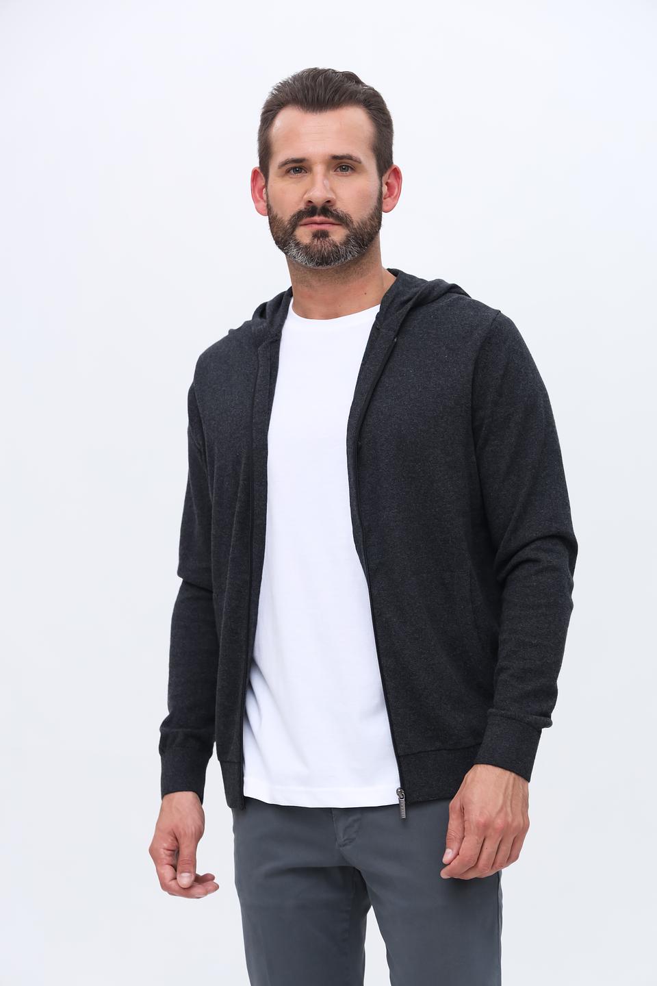Кардиган Bugatti с капюшоном графитовый