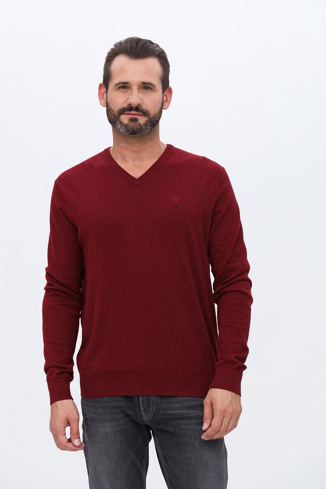 Джемпер Bugatti V-образный бордовый