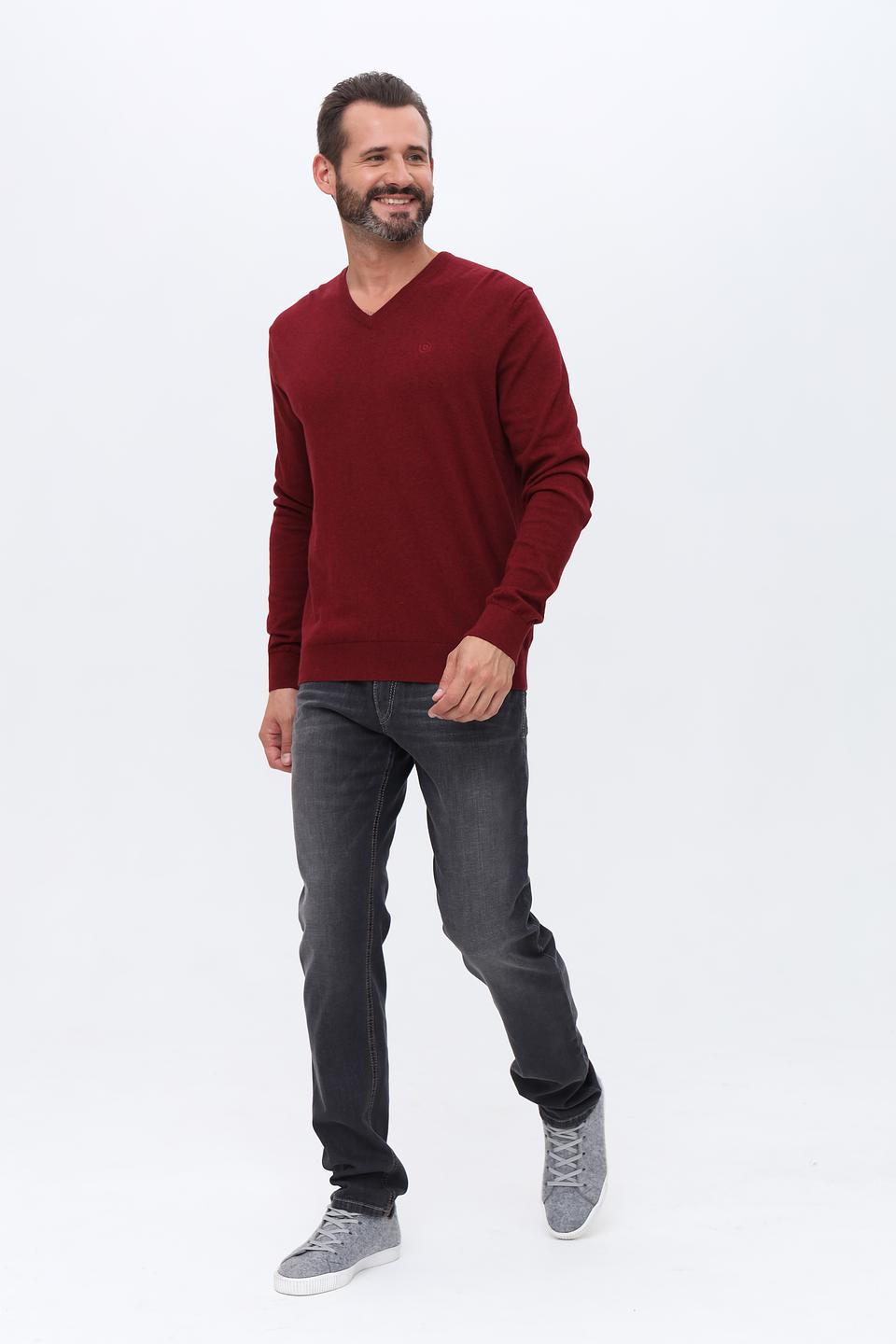 Джемпер Bugatti V-образный бордовый