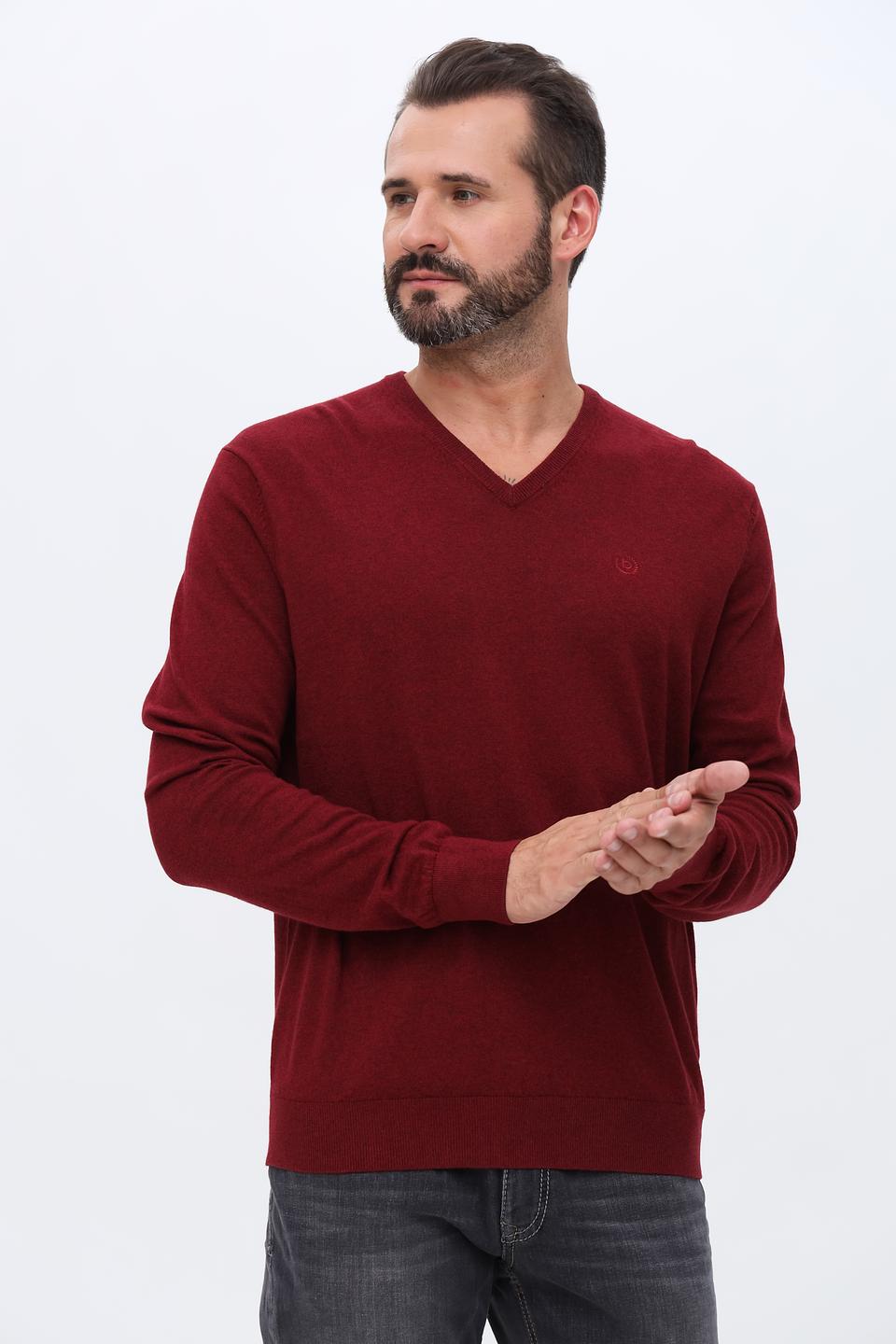 Джемпер Bugatti V-образный бордовый