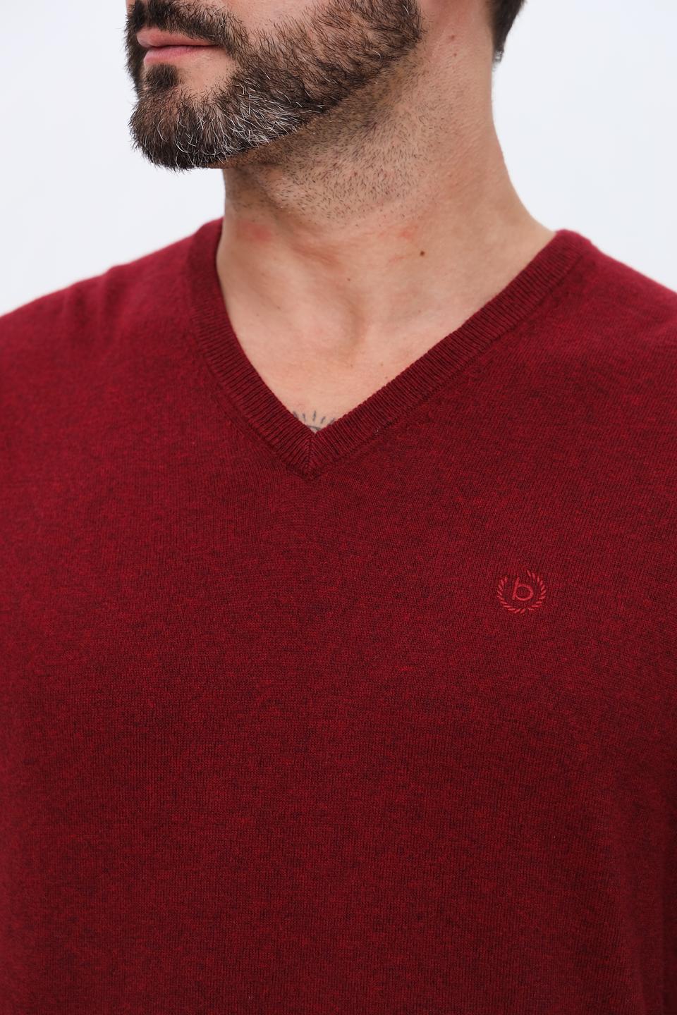 Джемпер Bugatti V-образный бордовый