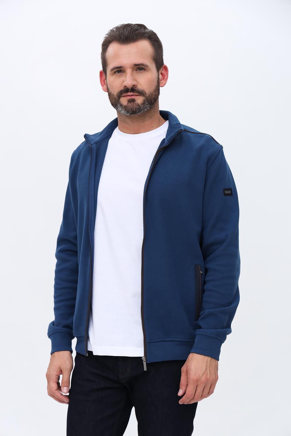 Кардиган Bugatti синий на молнии