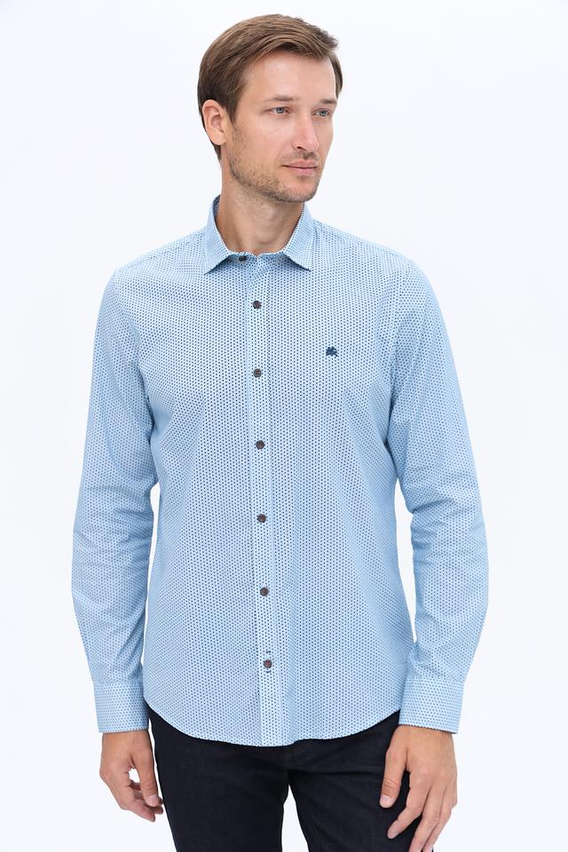 Рубашка Lerros с принтом голубой