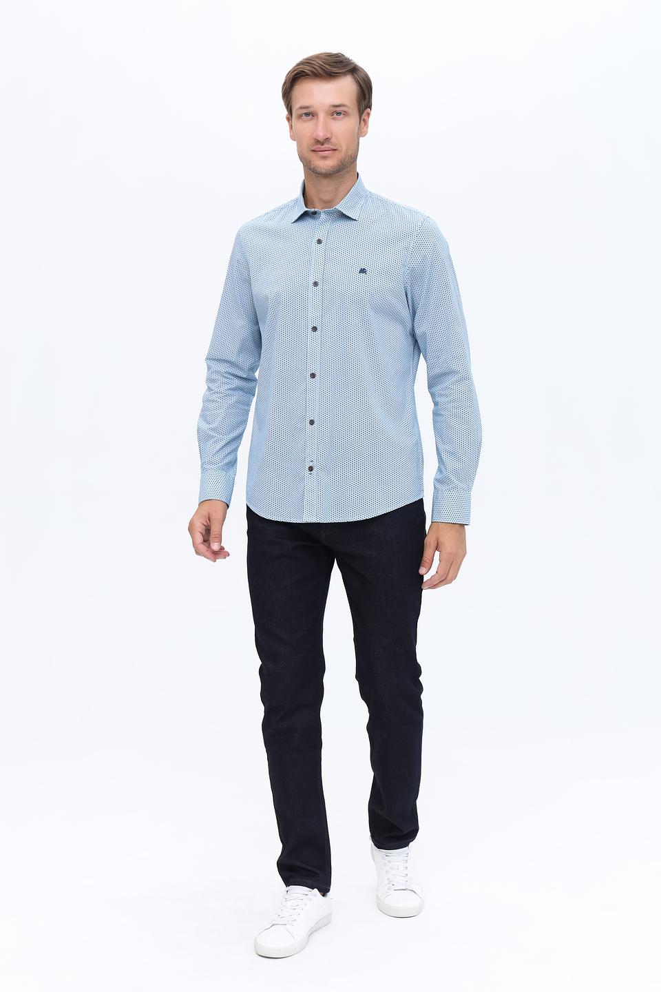 Рубашка Lerros с принтом голубой