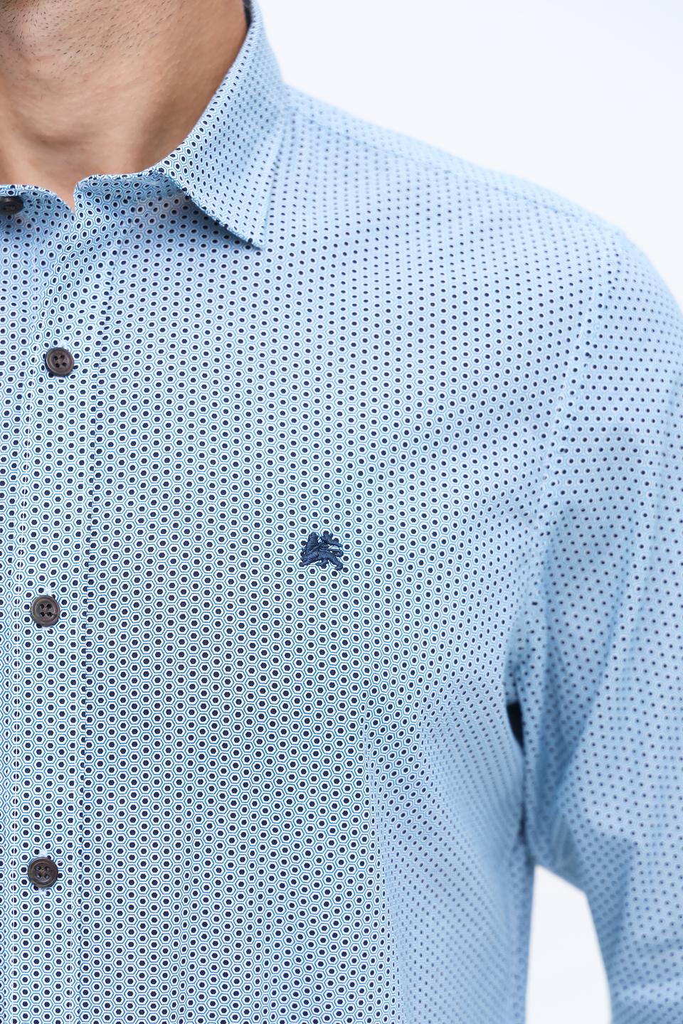 Рубашка Lerros с принтом голубой