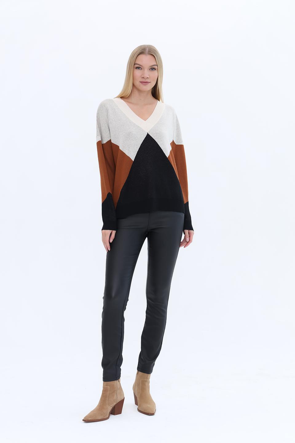 Пуловер UNQ женский V-образный