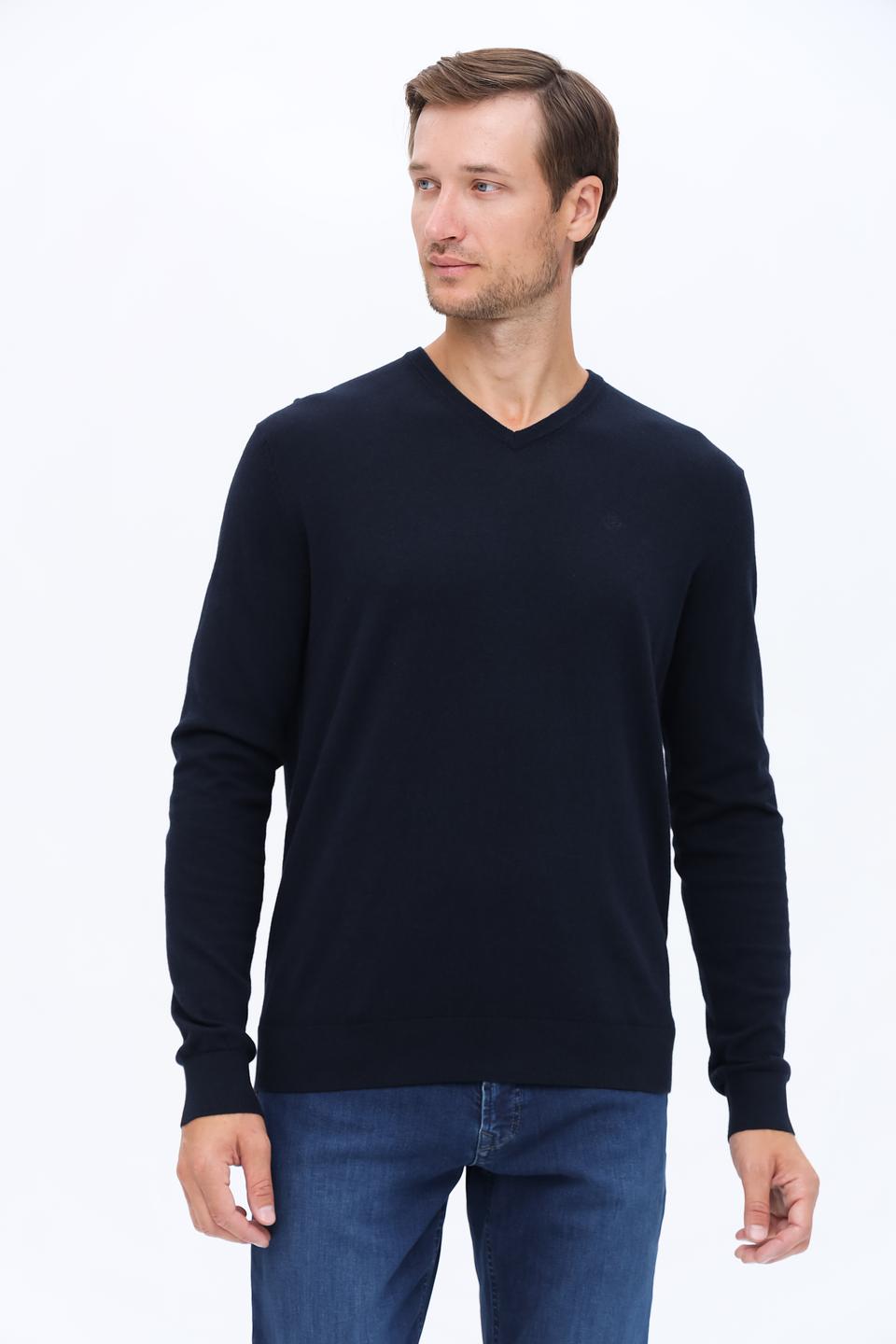Джемпер Bugatti V-образный тёмно-синий