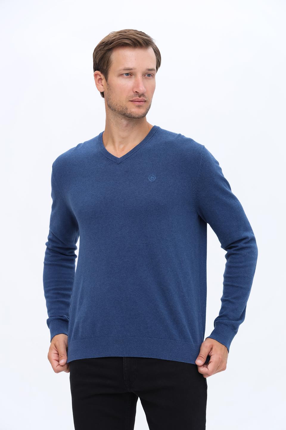 Джемпер Bugatti V-образный синий
