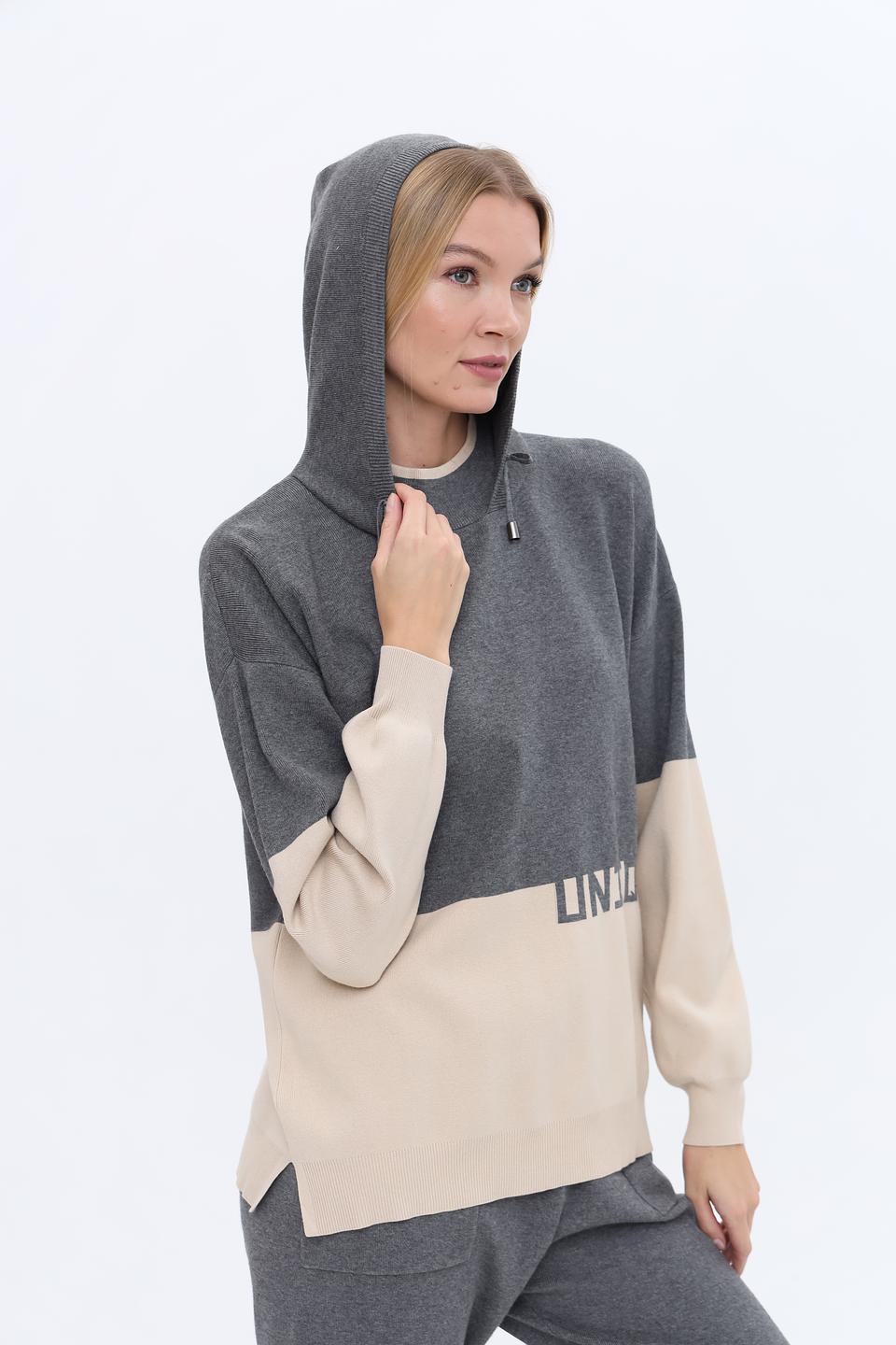 Пуловер UNQ с логотипом серый