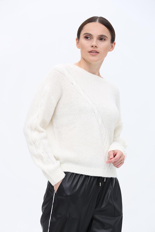 Пуловер Luisa Cerano с косами молочный