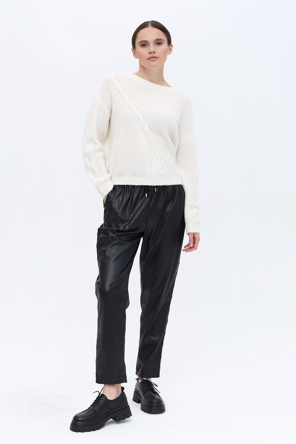 Пуловер Luisa Cerano с косами молочный