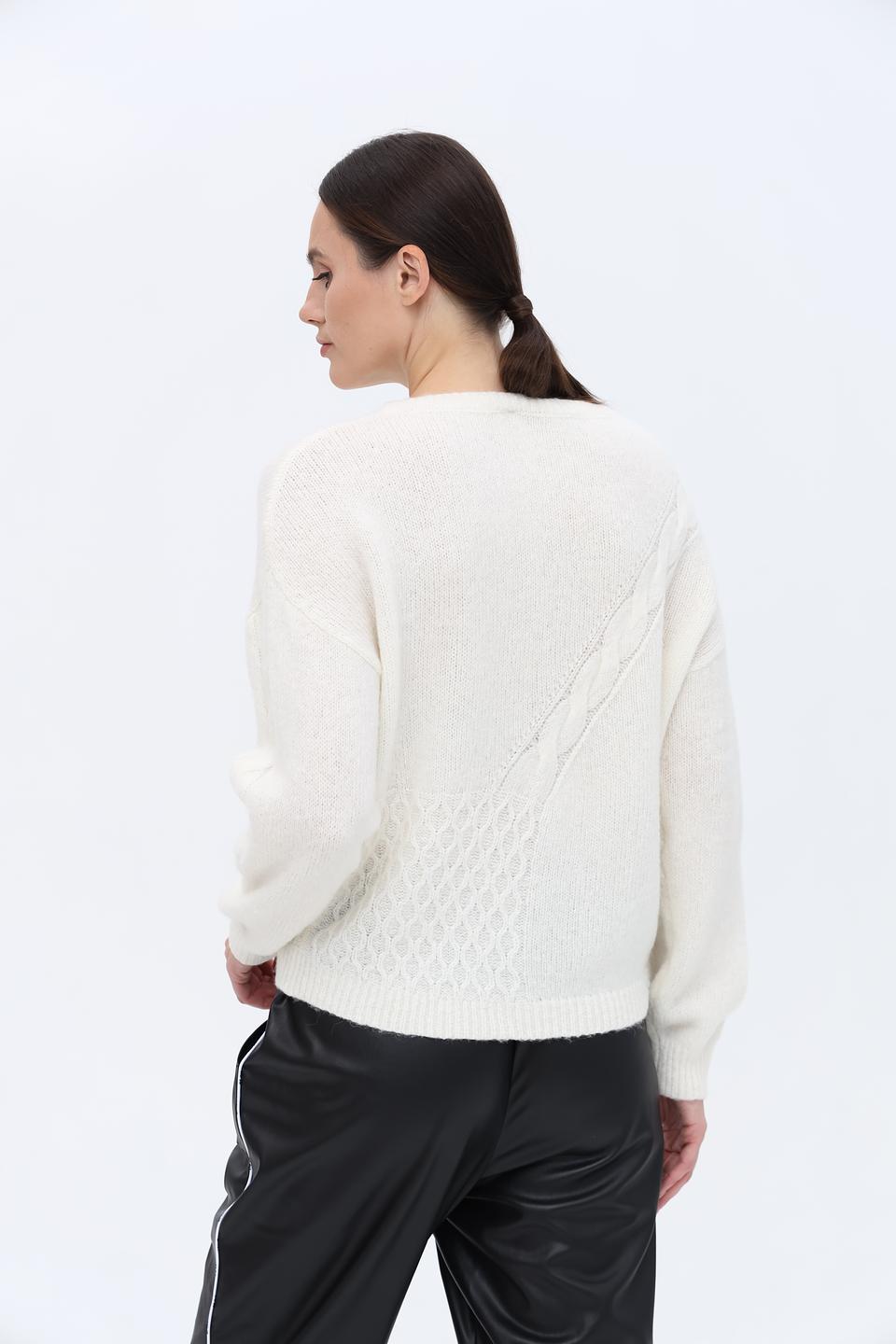 Пуловер Luisa Cerano с косами молочный