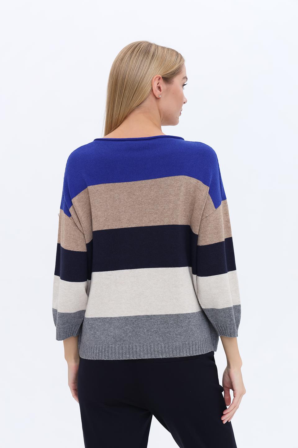 Пуловер Oui в полоску синий