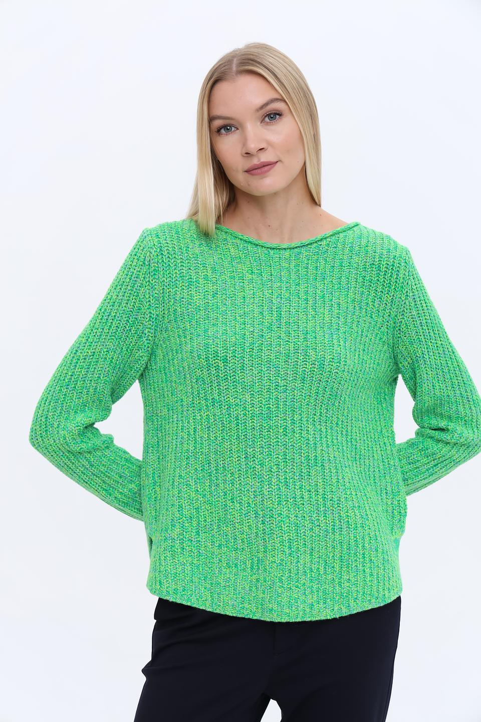 Пуловер Oui зелёный меланж