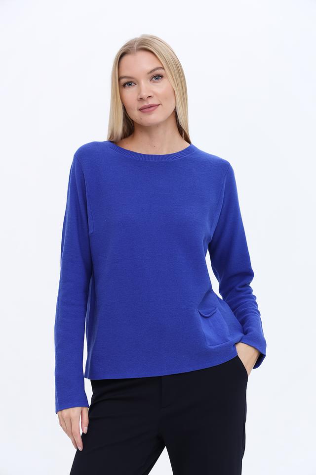 Пуловер Oui синий с карманом