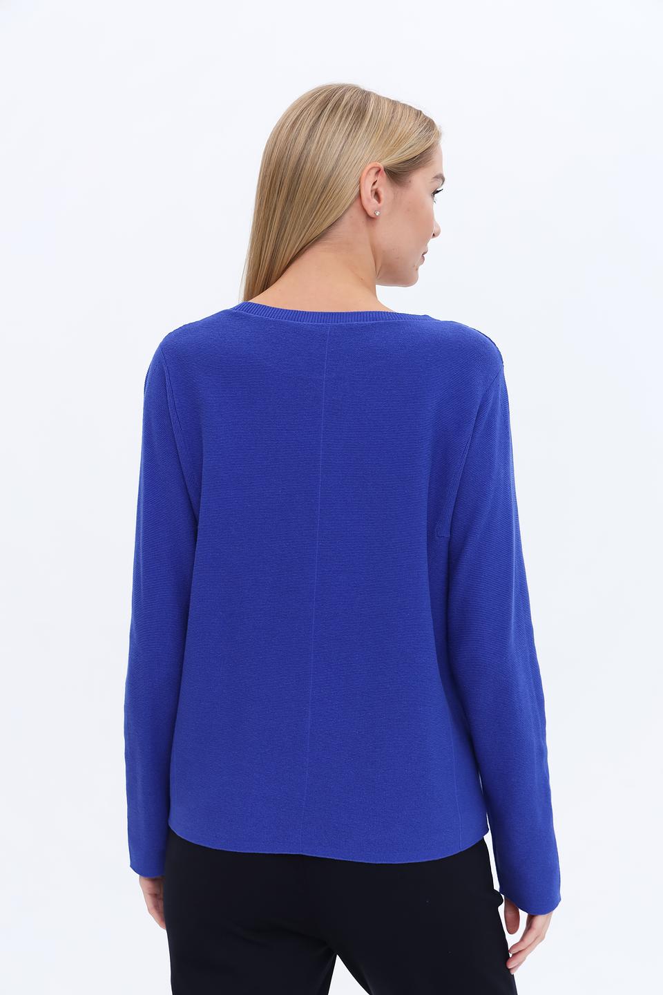 Пуловер Oui синий с карманом