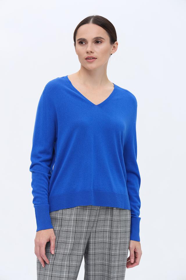 Пуловер Marc Cain V-образный вырез синий