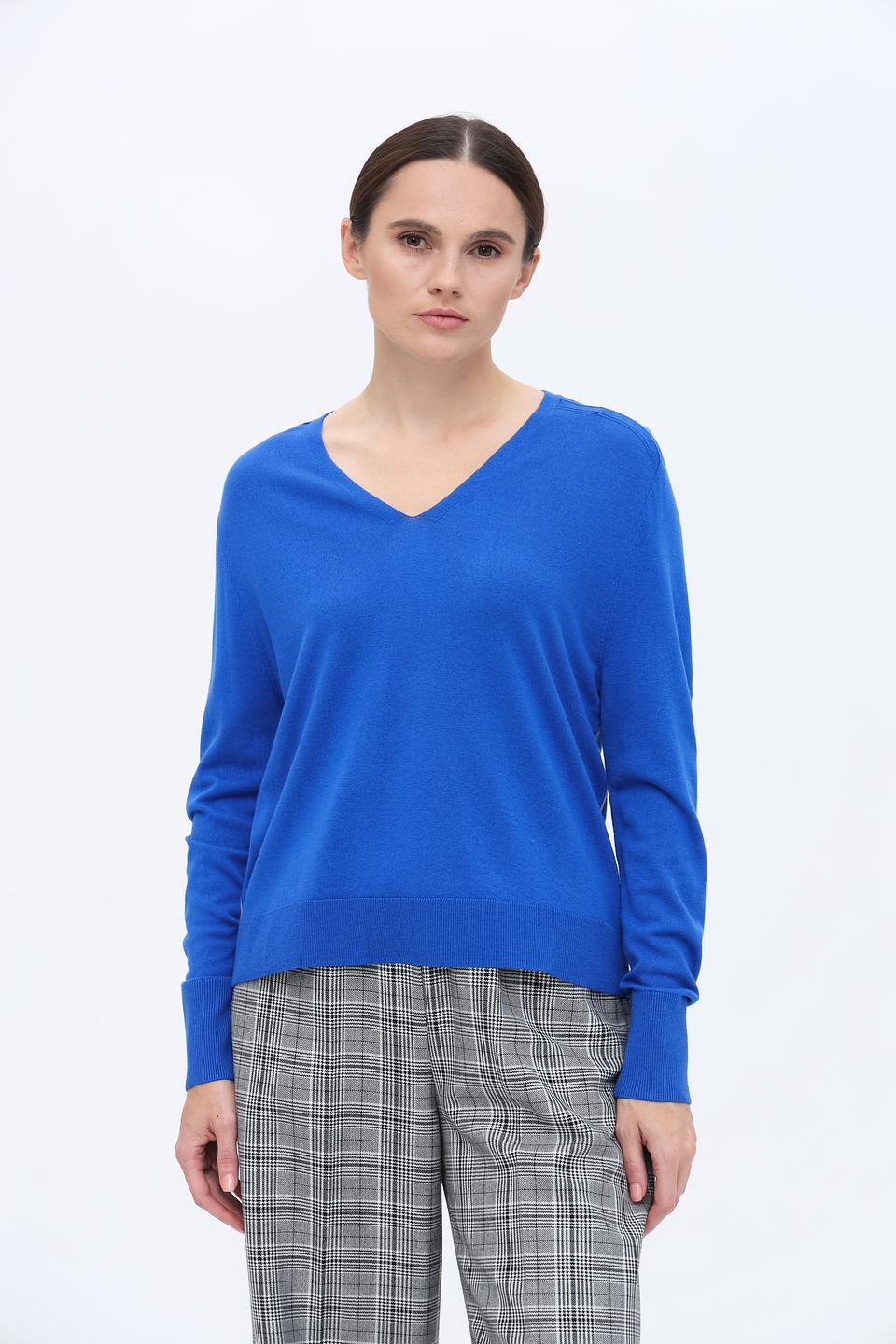 Пуловер Marc Cain V-образный вырез синий
