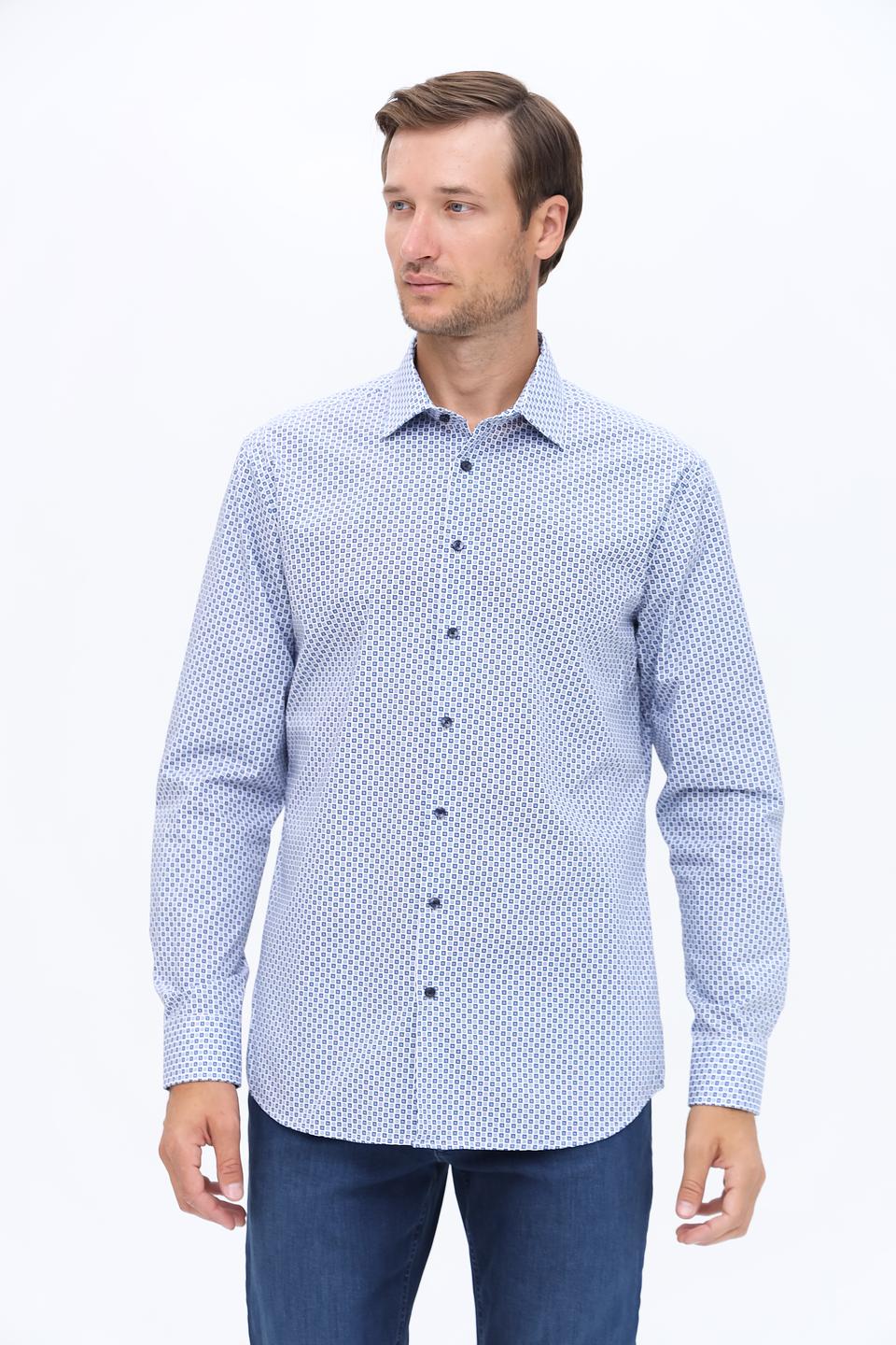 Рубашка Seidensticker с принтом голубой