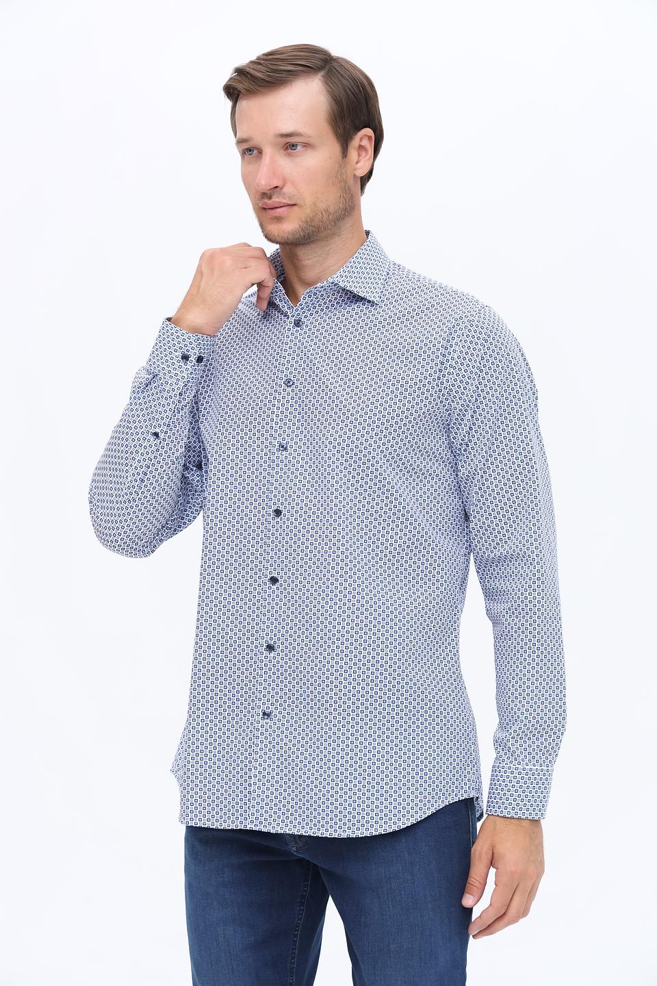 Рубашка Seidensticker с принтом голубой